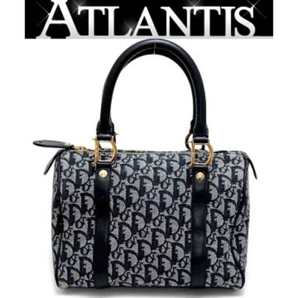 Christian Dior Trotter Handbag Boston Jacquard Navy Blue